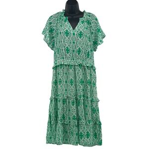 destination 365 midi dress Destination 365 Regular Printed Midi Dress-Pink Ikat-XS A607283 NEW